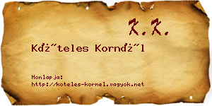 Köteles Kornél névjegykártya